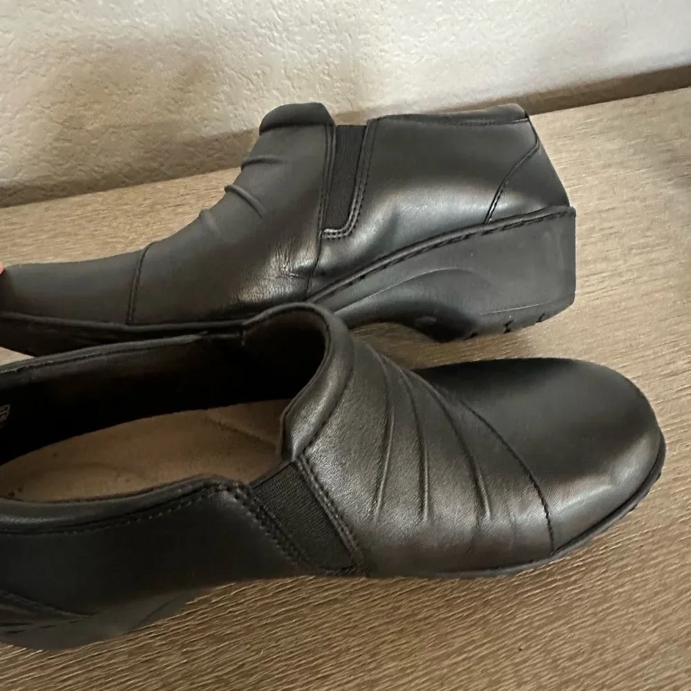 Clarks Collection Black Leather Slip-on Shoes 10